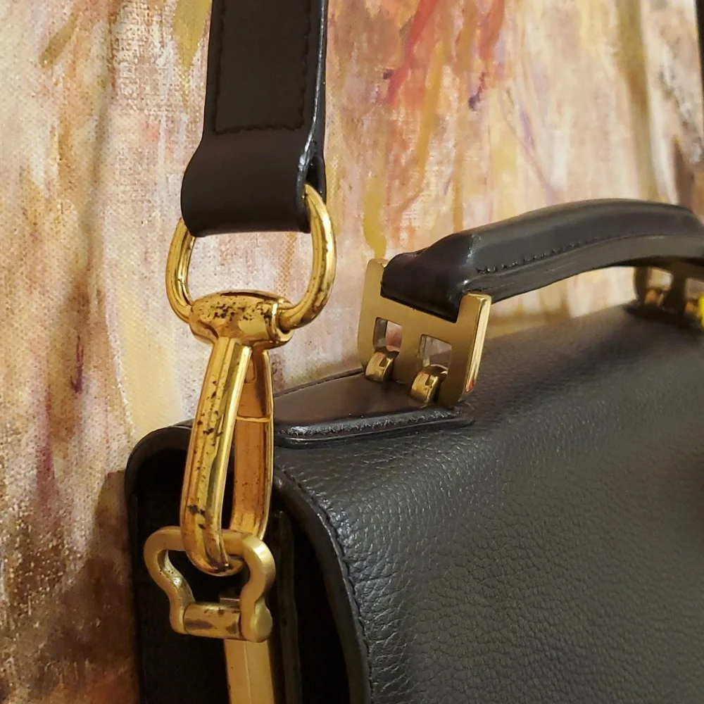 Like new Bally awesome upright briefcase or crossbody bag with terrific hardware